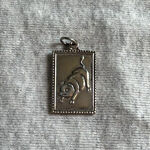 Year of the pig, rectangular two sided sterling silver pendant